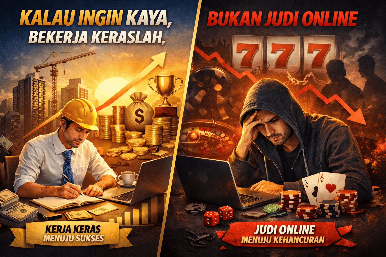 pilihlah kerja keras sebagai jalan utama dan jauhi judi online