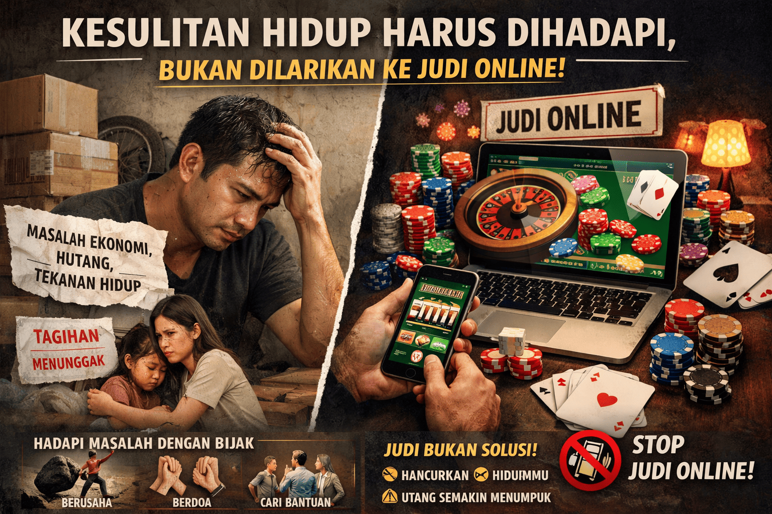 Kesulitan Hidup Harus Dihadapi, Bukan Dilarikan ke Judi Online