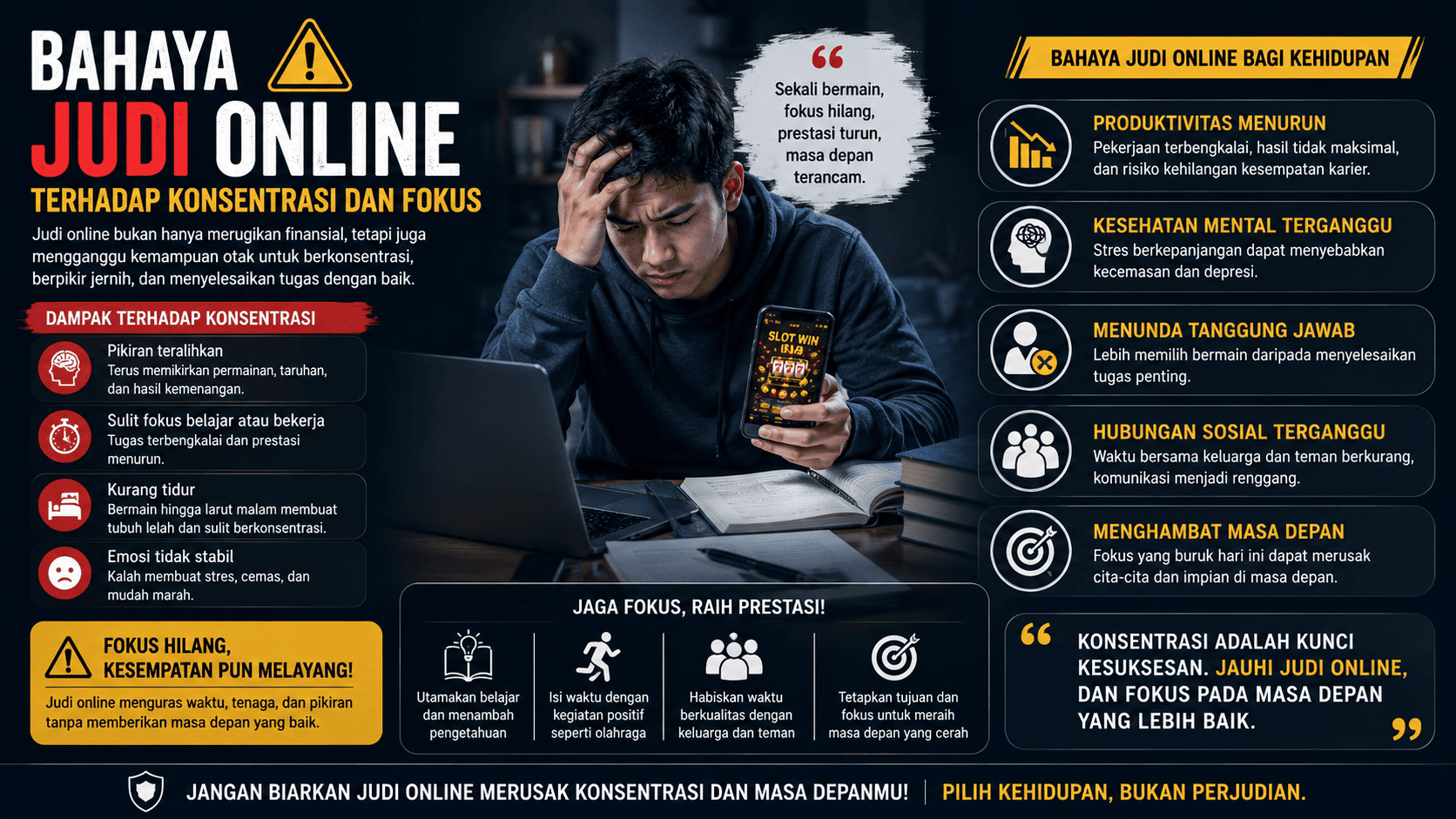 Bahaya Judi Online terhadap Konsentrasi dan Fokus