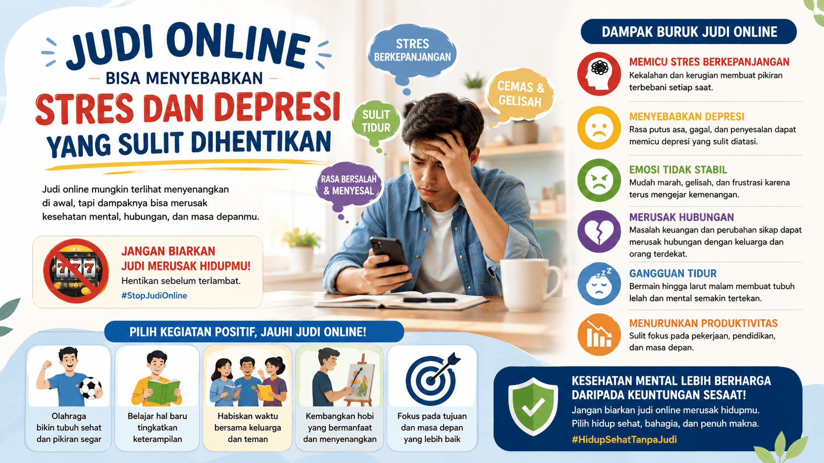 Judi Online Bisa Menyebabkan Stres dan Depresi yang Sulit Dihentikan