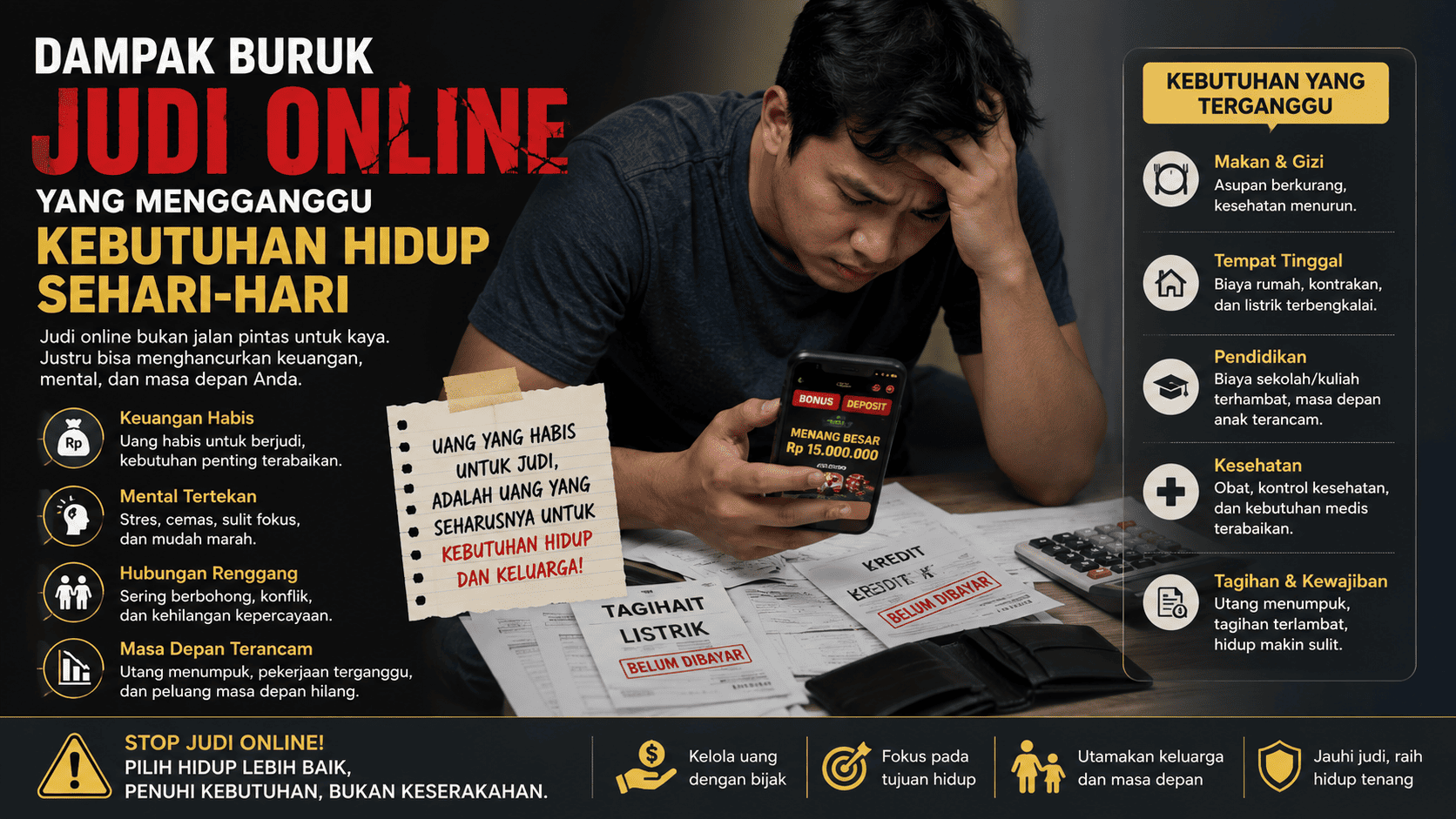 Dampak Buruk Judi Online yang Mengganggu Kebutuhan Hidup Sehari-hari