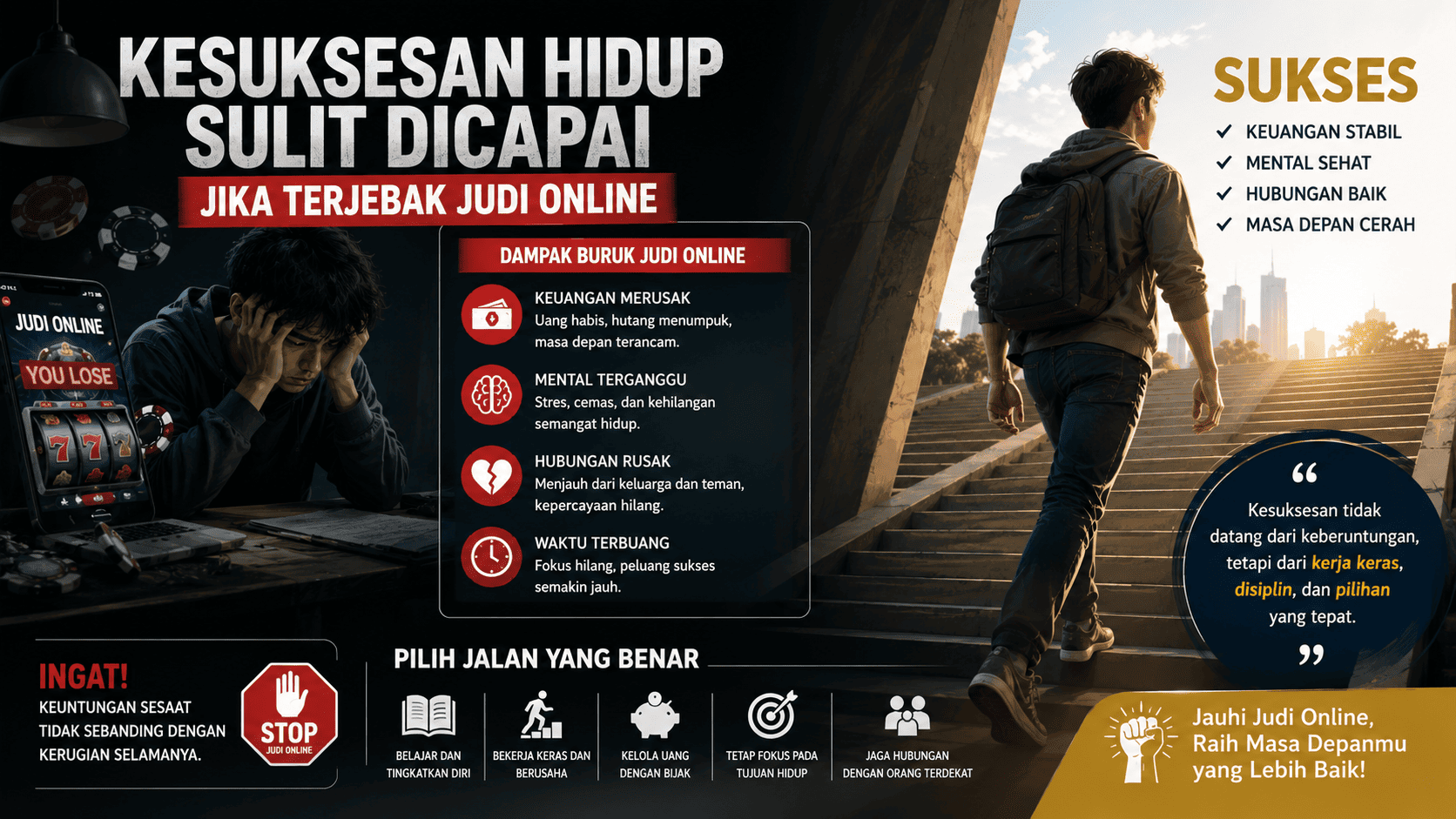 Kesuksesan Hidup Sulit Dicapai Jika Terjebak Judi Online