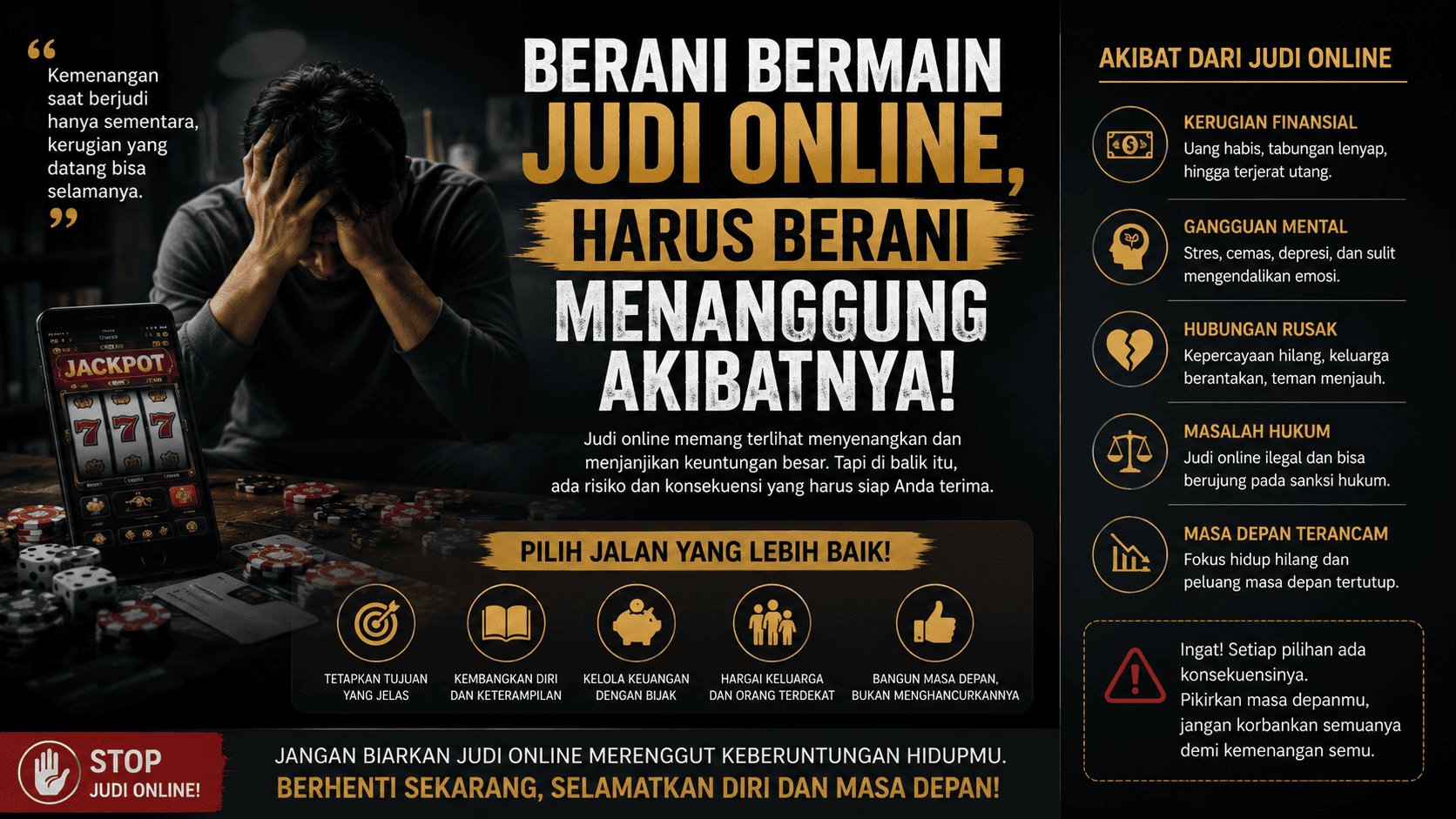 Berani Bermain Judi Online, Harus Berani Menanggung Akibatnya