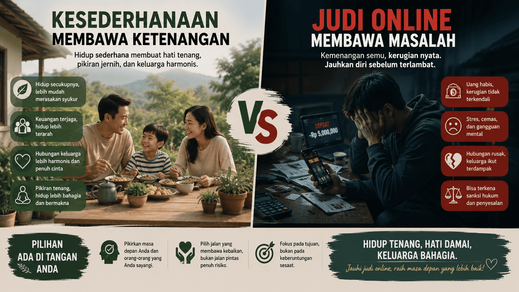 Kesederhanaan Membawa Ketenangan, Judi Online Membawa Masalah