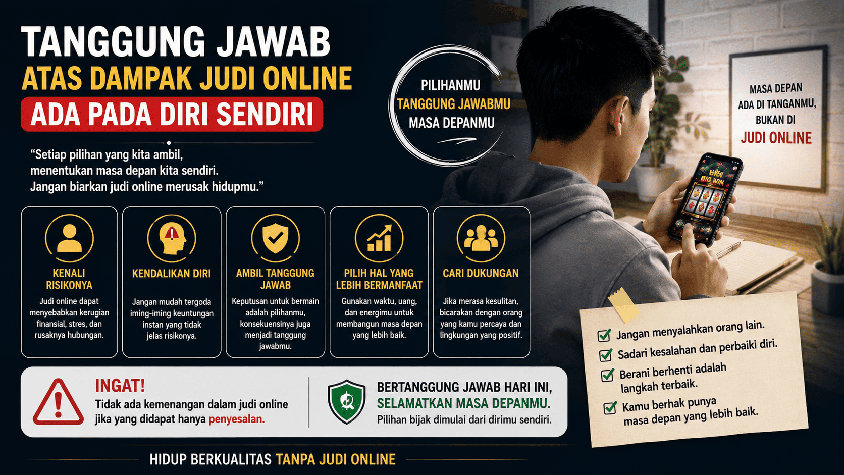 Tanggung Jawab atas Dampak Judi Online Ada pada Diri Sendiri