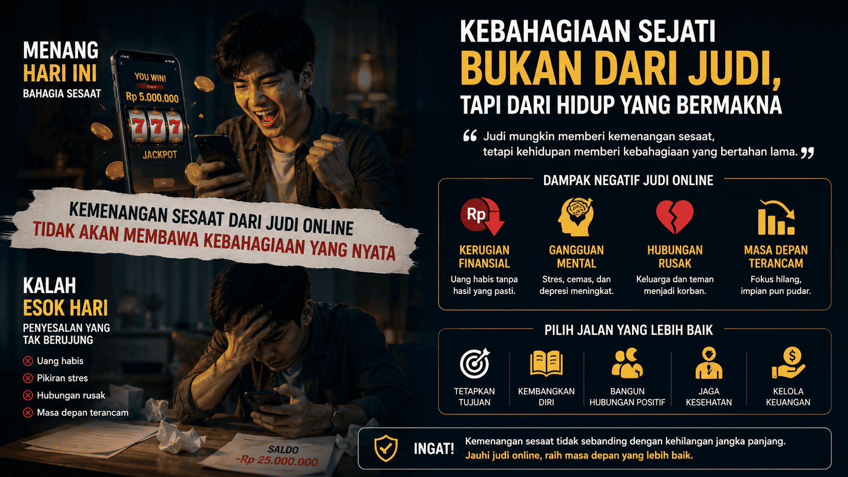 Kemenangan Sesaat dari Judi Online Tidak Akan Membawa Kebahagiaan yang Nyata