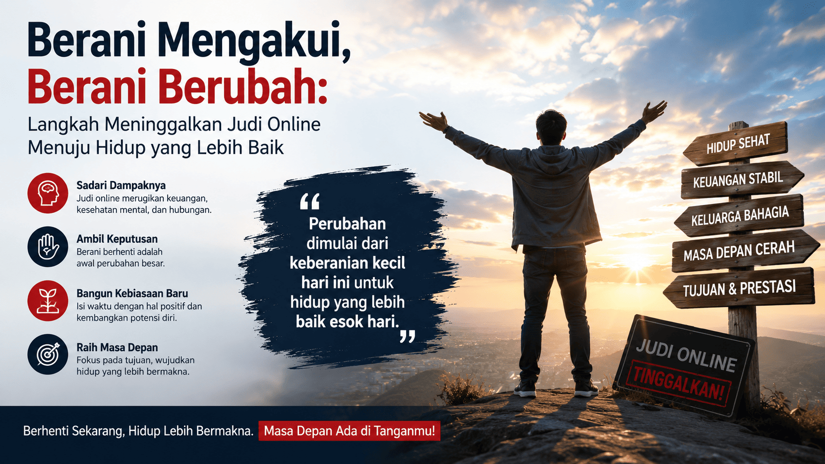 Berani Mengakui, Berani Berubah: Langkah Meninggalkan Judi Online Menuju Hidup yang Lebih Baik.