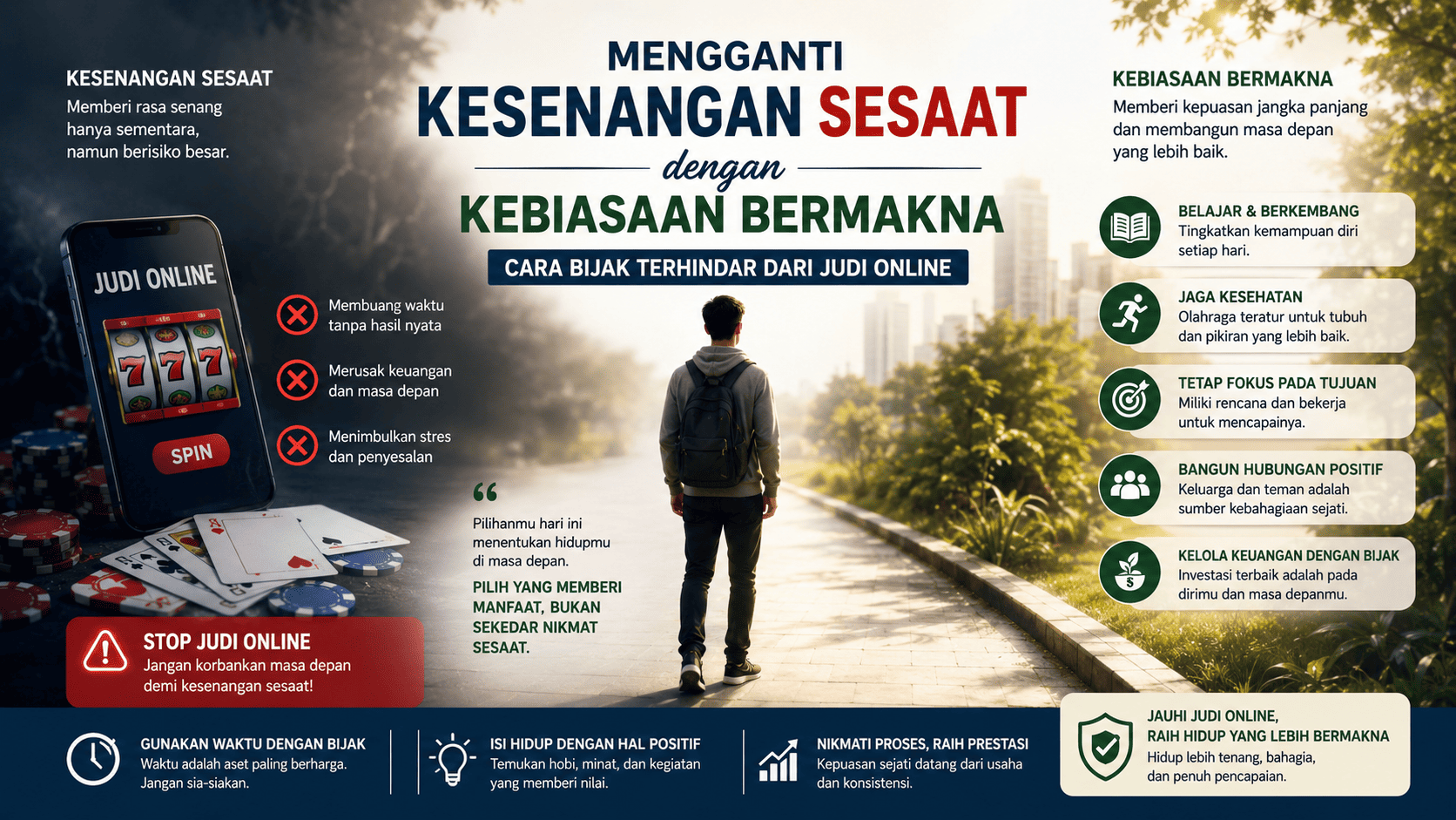 Mengganti Kesenangan Sesaat dengan Kebiasaan Bermakna, Cara Bijak Terhindar dari Judi Online.