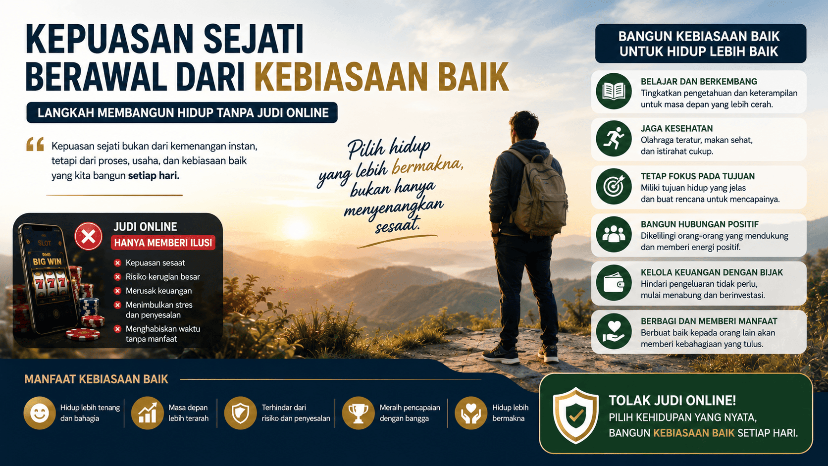 Kepuasan Sejati Berawal dari Kebiasaan Baik, Langkah Membangun Hidup Tanpa Judi Online.