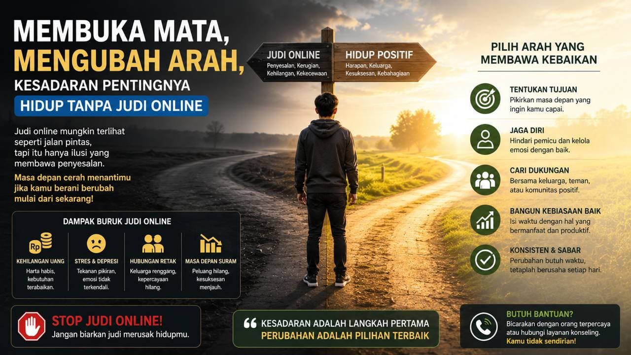 Membuka Mata, Mengubah Arah, Kesadaran Pentingnya Hidup Tanpa Judi Online.