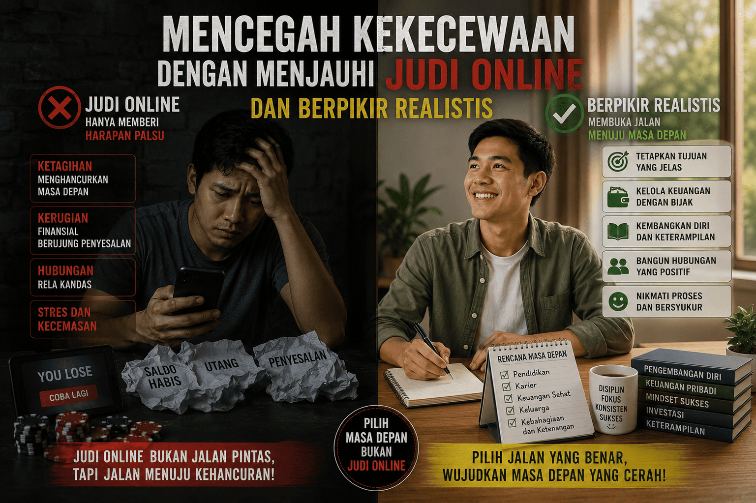 Mencegah Kekecewaan dengan Menjauhi Judi Online dan Berpikir Realistis