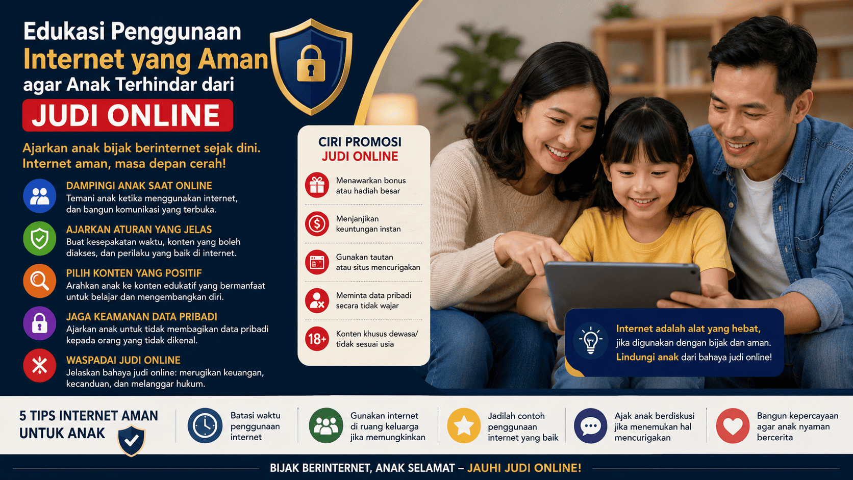 Edukasi Penggunaan Internet yang Aman agar Anak Terhindar dari Judi Online.