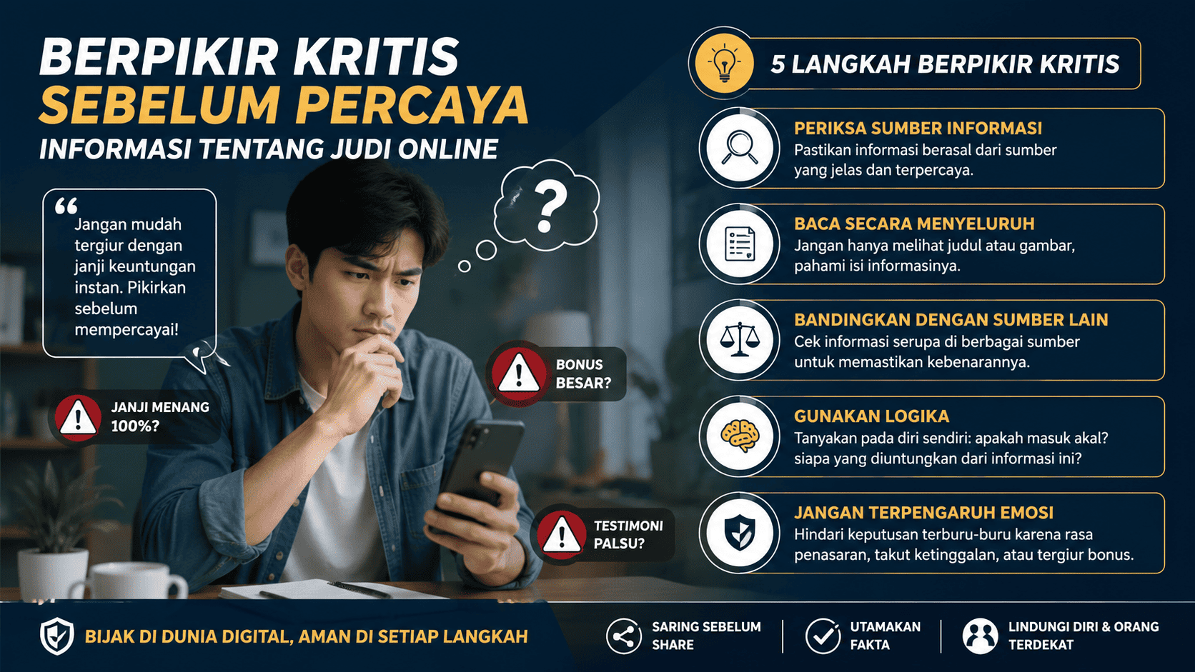 Pentingnya Berpikir Kritis agar Tidak Mudah Terpengaruh Informasi Judi Online.