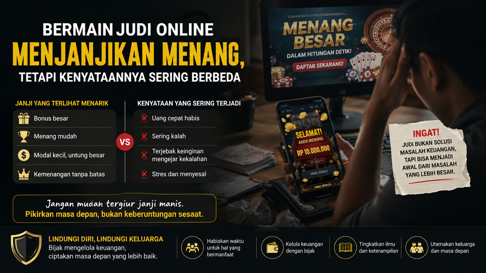 Bermain Judi Online Menjanjikan Menang, tetapi Kenyataannya Sering Berbeda.