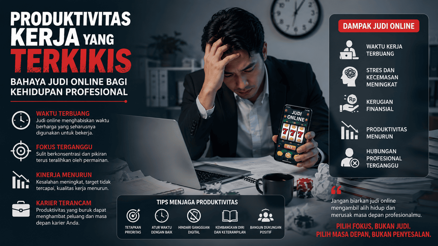 Produktivitas Kerja yang Terkikis, Bahaya Judi Online bagi Kehidupan Profesional.