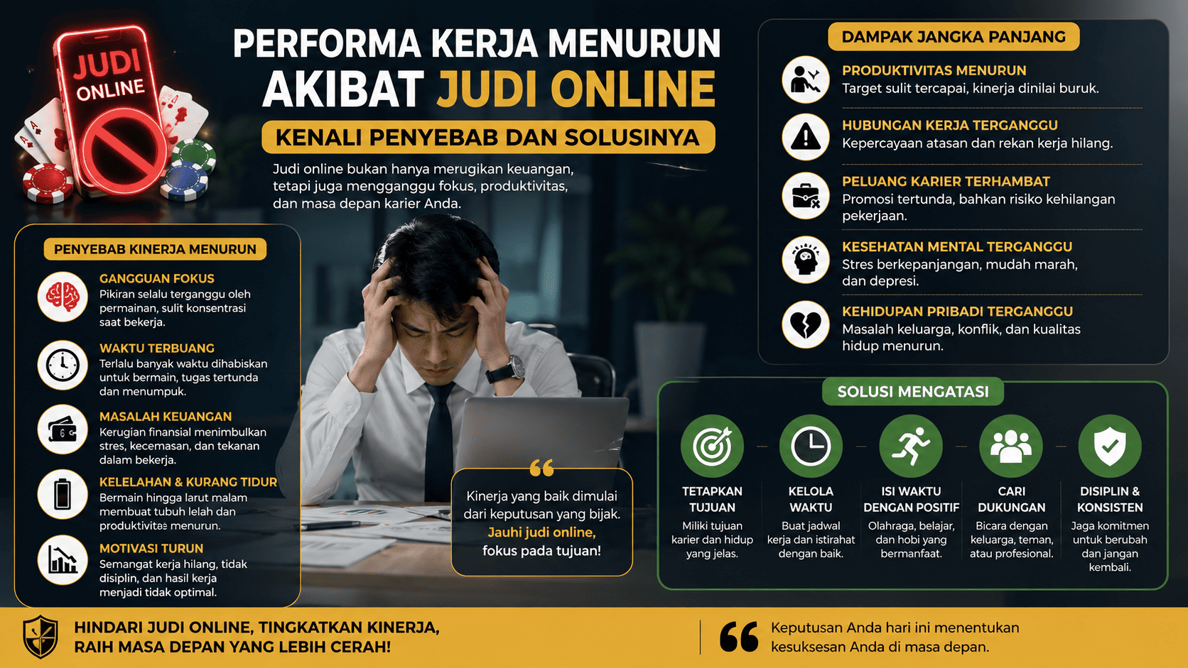 Performa Kerja Menurun Akibat Judi Online, Kenali Penyebab dan Solusinya.