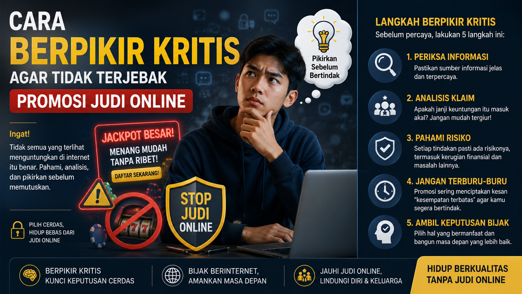 Cara Berpikir Kritis agar Tidak Terjebak Promosi Judi Online.