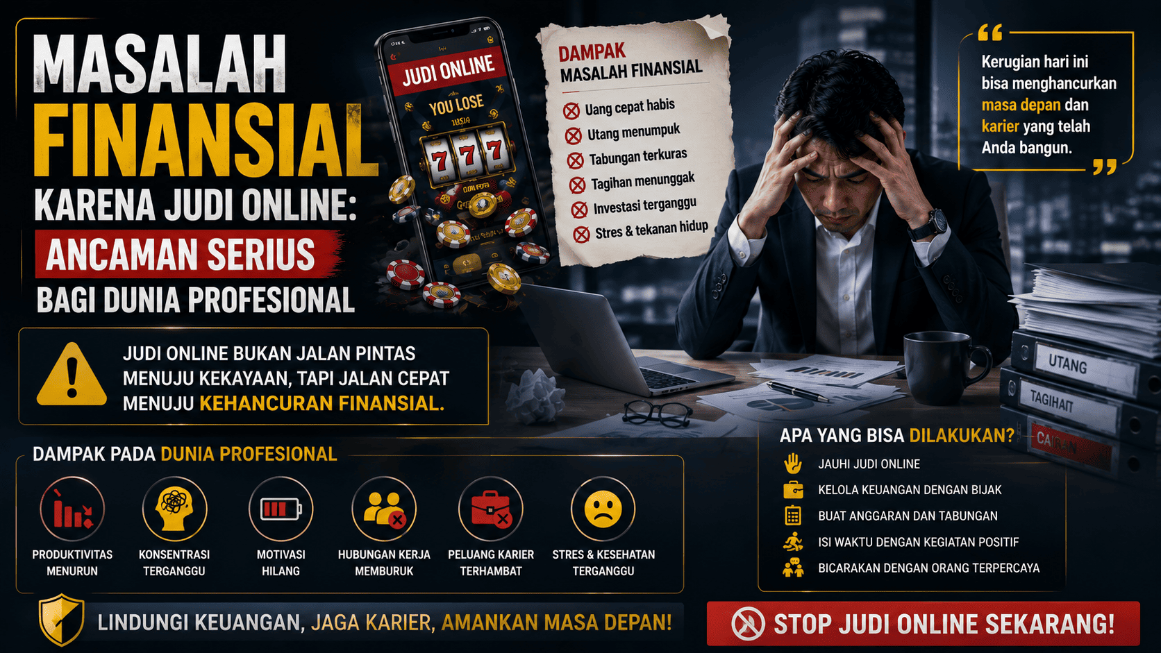 Masalah Finansial karena Judi Online: Ancaman Serius bagi Dunia Profesional.