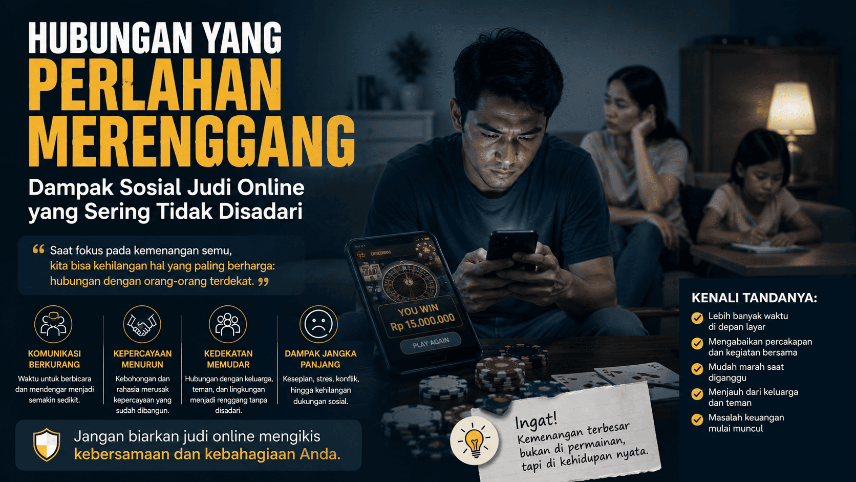 Hubungan yang Perlahan Merenggang, Dampak Sosial Judi Online yang Sering Tidak Disadari.