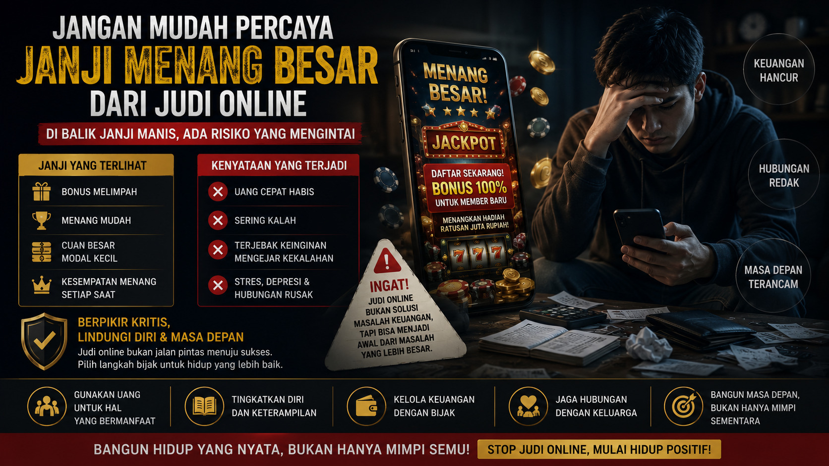 Jangan Mudah Percaya Janji Menang Besar dari Judi Online.