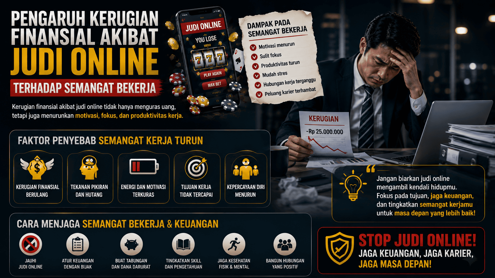 Pengaruh Kerugian Finansial akibat Judi Online terhadap Semangat Bekerja.