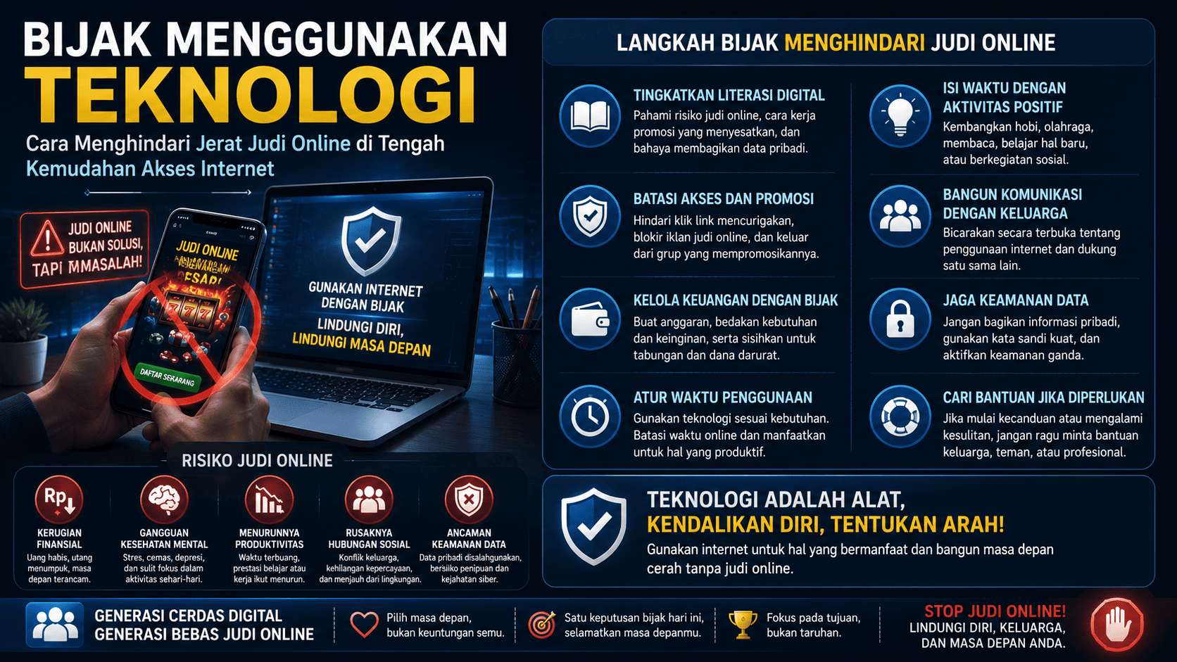 Bijak Menggunakan Teknologi: Cara Menghindari Jerat Judi Online di Tengah Kemudahan Akses Internet.