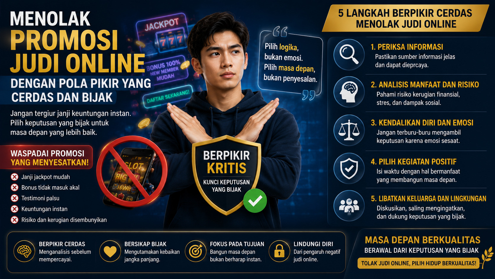 Menolak Promosi Judi Online dengan Pola Pikir yang Cerdas dan Bijak.