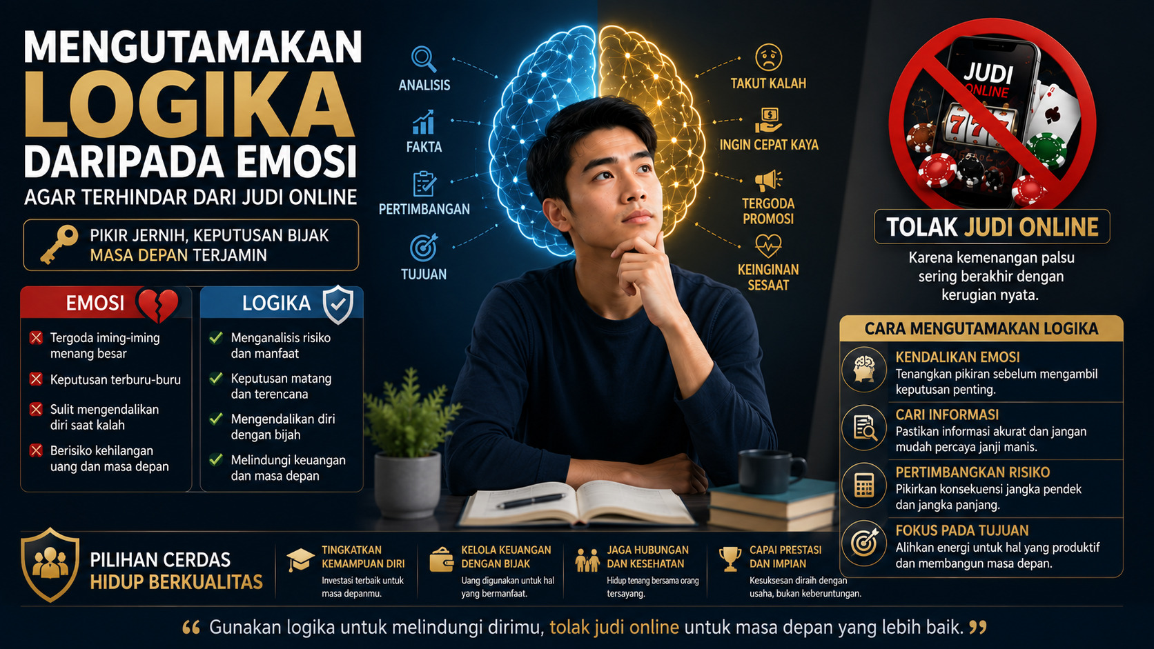 Mengutamakan Logika daripada Emosi agar Terhindar dari Judi Online.