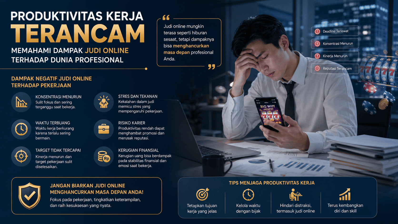 Produktivitas Kerja Terancam, Memahami Dampak Judi Online terhadap Dunia Profesional.