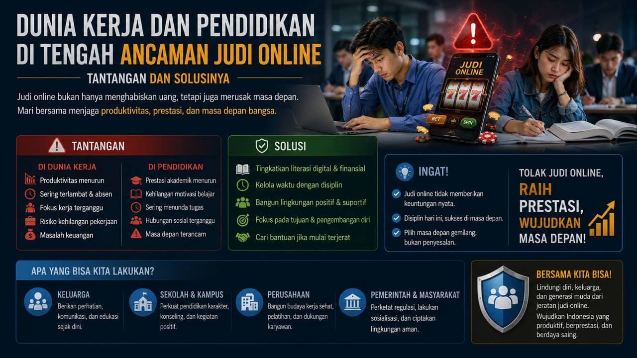 Dunia Kerja dan Pendidikan di Tengah Ancaman Judi Online, Tantangan dan Solusinya.